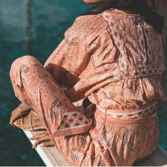 CLEOBELLA Magdalena Bohemian Peach Jumpsuit, Small - Picture 2 of 11